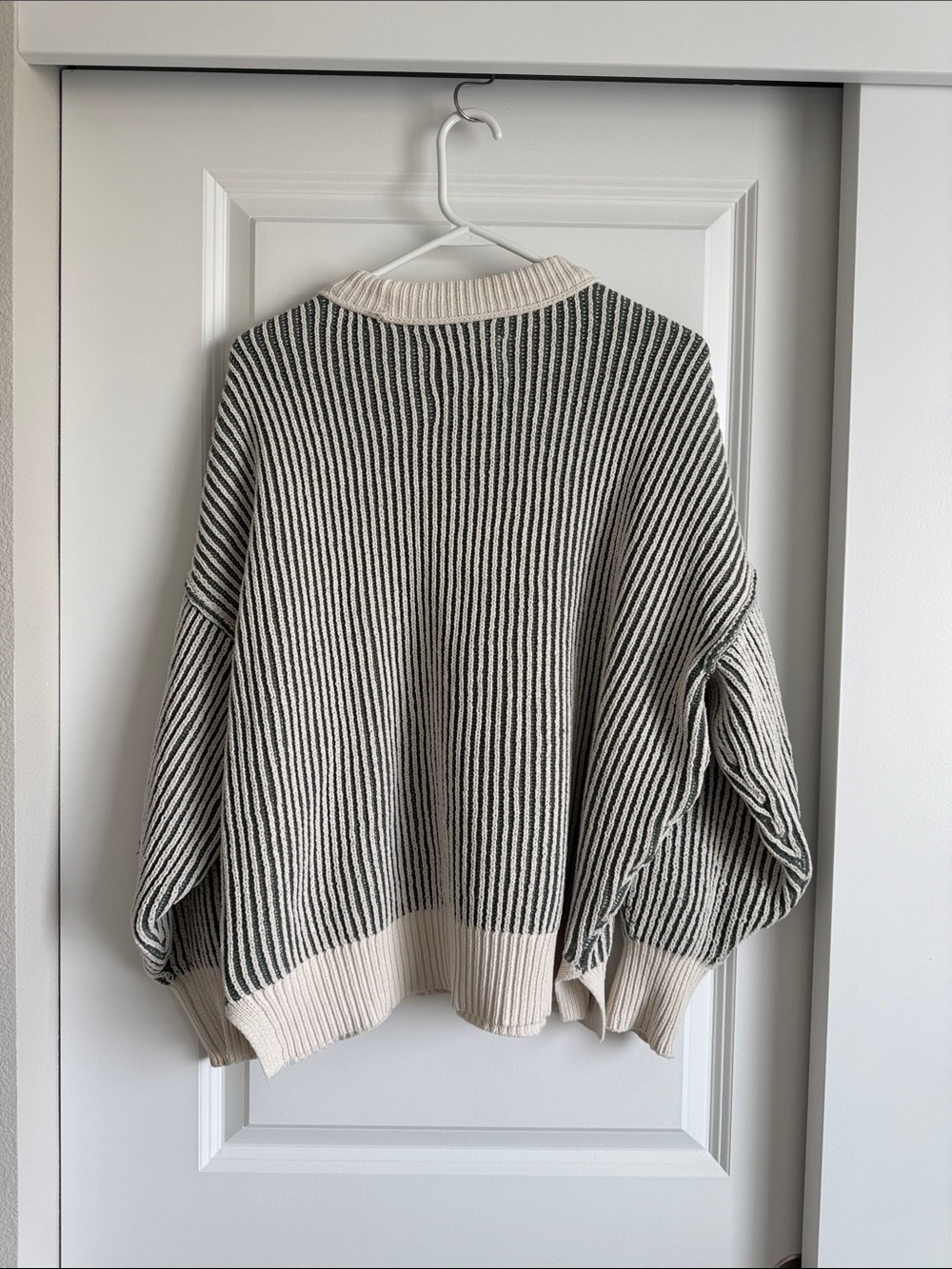 aerie Sweater Striped Ribbed Knit Crewneck Top - Picture 2 of 9
